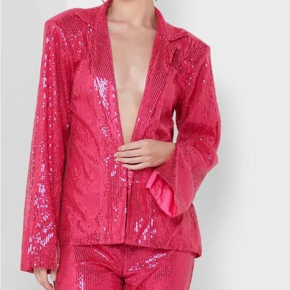Amy Lynn Plunge Neck Sequin Blazer Size Large - Picture 7 of 14